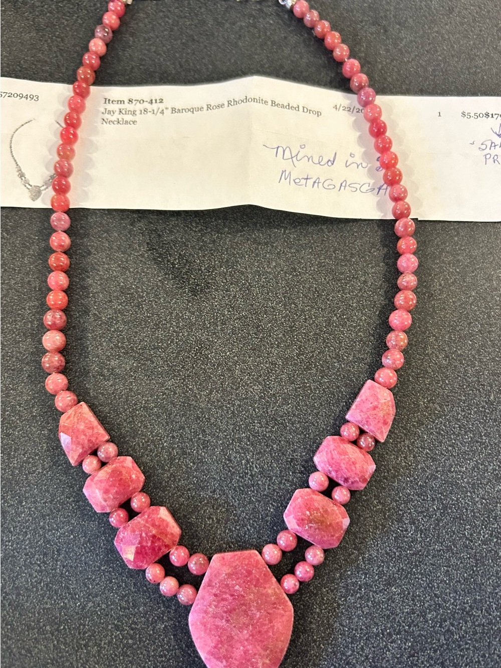 Jay King Rose Rhodonite Faceted Beaded Necklace